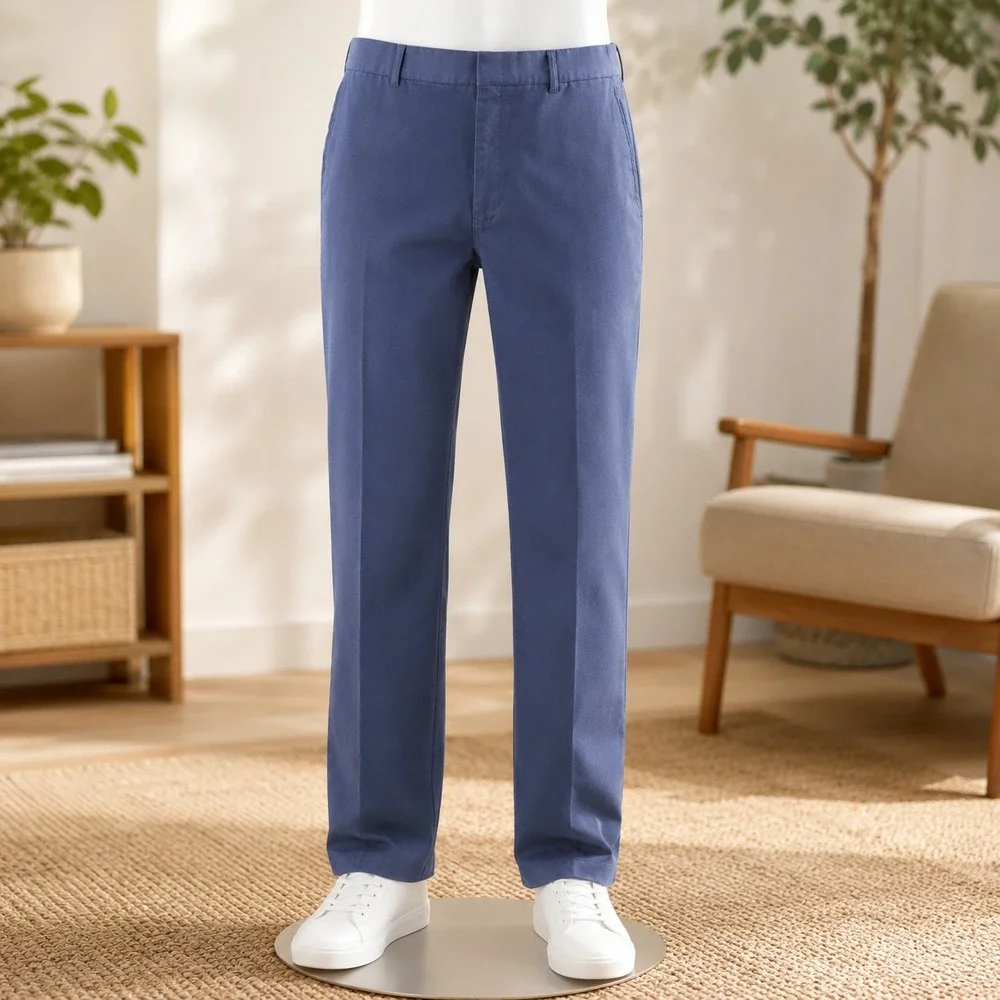 US Military Dress Trousers Mens 36R Navy Blue Uniform Pants Flat Front Creased